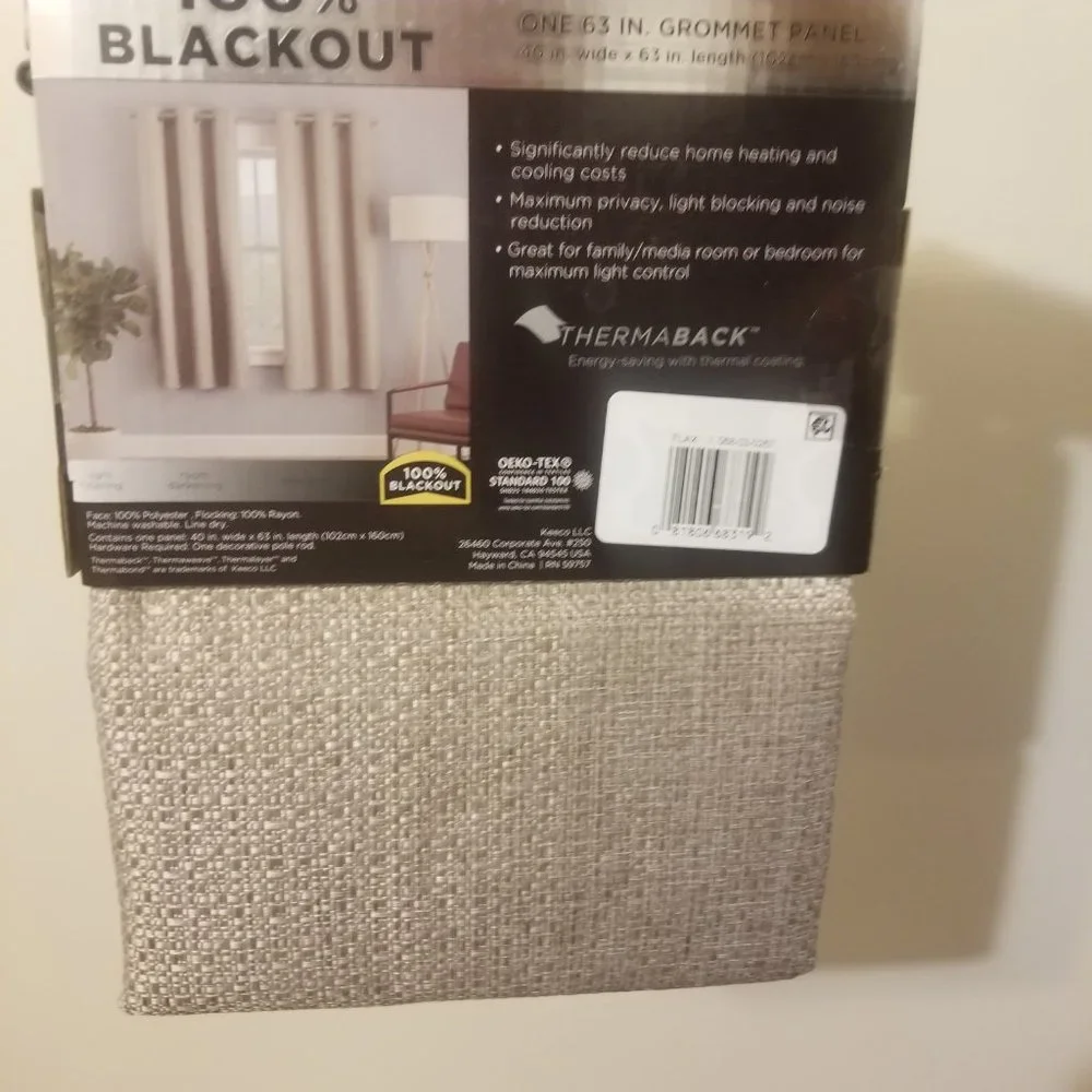 Eclipse Blackout 40x63 Desmond Flax Basketweave Grommet Gold Beige Curtain